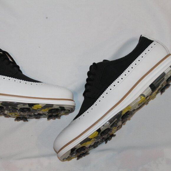 NIB COLE HAAN MEN'S ZEROGRAND OG TOUR‎ GOLD SHOES WHITE BLACK - Picture 8 of 8